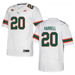 Men Jalen Harrell White Miami Hurricanes College Football #20 Jersey 132216-123