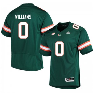 Men James Williams Green Miami College Football #0 Jersey 167217-305