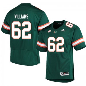 Men Jarrid Williams Green Miami College Football #62 Jersey 773009-390