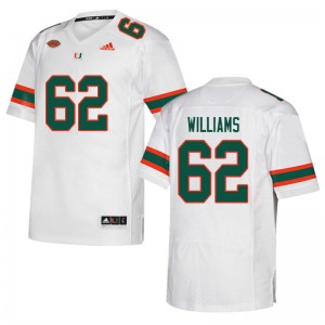 Men Jarrid Williams White Miami College Football #62 Jersey 215094-992