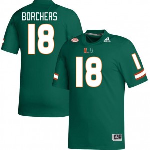 Men Joe Borchers Green Miami Hurricanes College Football #18 Jersey 810320-614