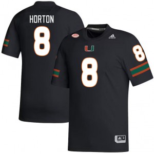 Men Josh Horton Black Hurricanes College Football #8 Jersey 878434-281