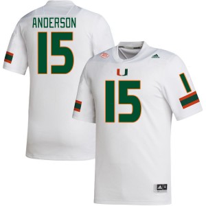 Men Judd Anderson White Hurricanes College Football #15 Jersey 139909-316