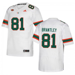 Men Kahlil Brantley White Miami Hurricanes College Football #81 Jersey 966900-402