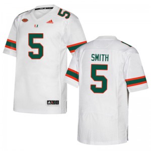 Men Key'Shawn Smith White Miami Hurricanes College Football #5 Jersey 592902-633