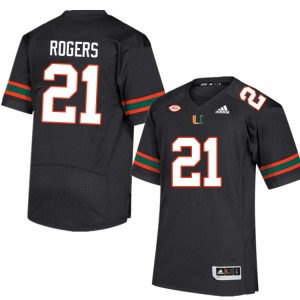 Men Khamauri Rogers Black University of Miami College Football #21 Jersey 400992-251