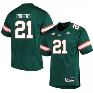 Men Khamauri Rogers Green University of Miami College Football #21 Jersey 234812-538