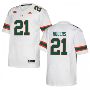 Men Khamauri Rogers White Miami Hurricanes College Football #21 Jersey 865302-657