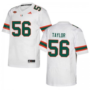 Men Leonard Taylor White Hurricanes College Football #56 Jersey 263954-173