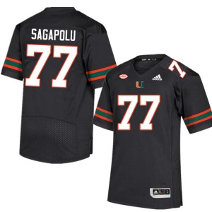 Men Logan Sagapolu Black Miami College Football #77 Jersey 253887-755