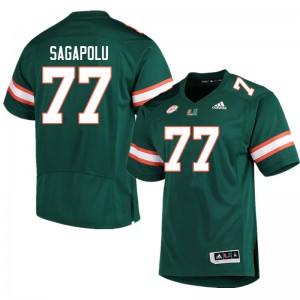 Men Logan Sagapolu Green University of Miami College Football #77 Jersey 274237-990