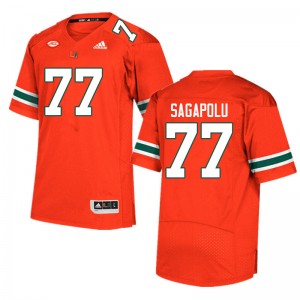 Men Logan Sagapolu Orange Miami Hurricanes College Football #77 Jersey 621232-468