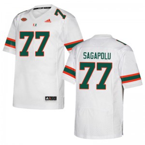 Men Logan Sagapolu White Miami College Football #77 Jersey 223599-721