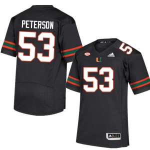Men Lucas Peterson Black Miami College Football #53 Jersey 380792-623