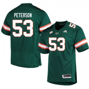 Men Lucas Peterson Green Miami College Football #53 Jersey 195439-732