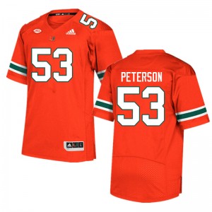Men Lucas Peterson Orange Miami Hurricanes College Football #53 Jersey 100175-219
