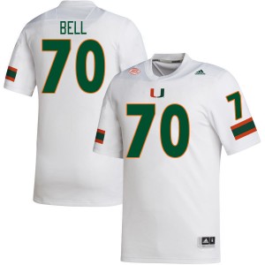 Men Markel Bell White Miami College Football #70 Jersey 149735-985