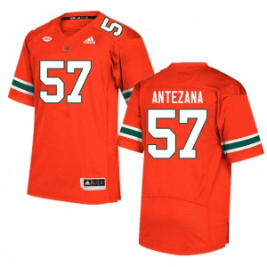 Men Matt Antezana Orange Miami Hurricanes College Football #57 Jersey 267938-898