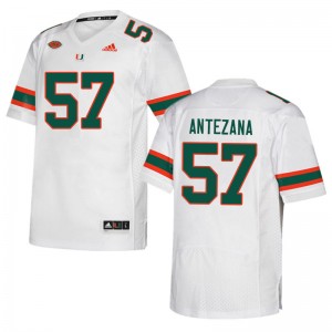 Men Matt Antezana White University of Miami College Football #57 Jersey 516497-323