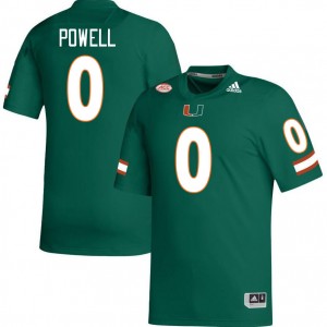 Men Mishael Powell Green University of Miami College Football #0 Jersey 342141-690