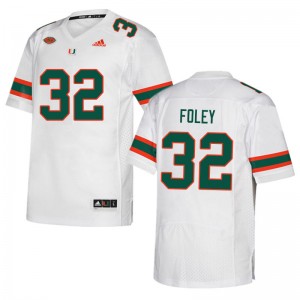 Men Nelson Foley White Miami Hurricanes College Football #32 Jersey 531433-486