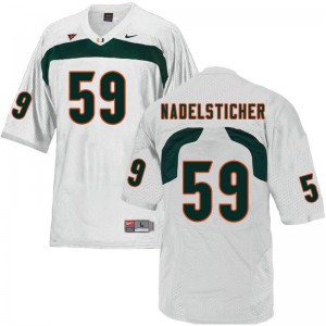 Men Alan Nadelsticher White University of Miami College Football #59 Jersey 724449-863