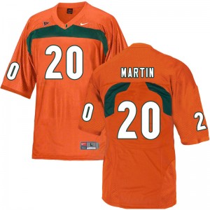 Men Asa Martin Orange University of Miami College Football #20 Jersey 748881-543