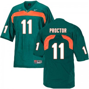 Men Carson Proctor Green Hurricanes College Football #11 Jersey 385755-162