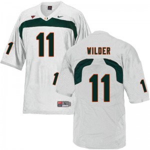 Men De'Andre Wilder White Miami College Football #11 Jersey 184615-324
