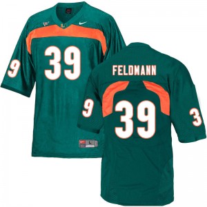 Men Gannon Feldmann Green University of Miami College Football #39 Jersey 638777-496