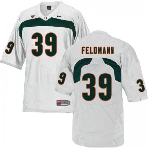 Men Gannon Feldmann White Miami College Football #39 Jersey 969877-655
