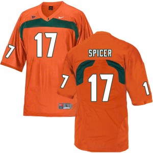Men Jack Spicer Orange Miami College Football #17 Jersey 943382-595