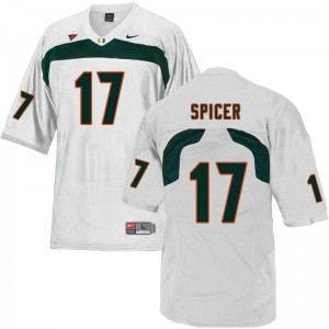 Men Jack Spicer White Miami College Football #17 Jersey 875552-868