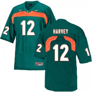 Men Jahfari Harvey Green Hurricanes College Football #12 Jersey 424052-707