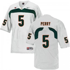 Men N'Kosi Perry White Miami College Football #5 Jersey 285117-711