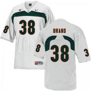 Men Robert Brand White Miami College Football #38 Jersey 117356-571