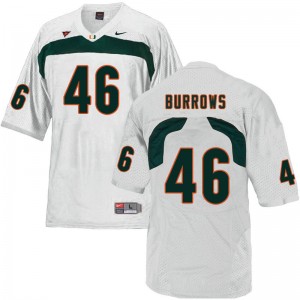 Men Suleman Burrows White University of Miami College Football #46 Jersey 153502-813
