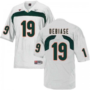 Men Augie DeBiase White University of Miami College Football #19 Jersey 557120-414