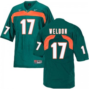 Men Cade Weldon Green Miami College Football #17 Jersey 890832-685