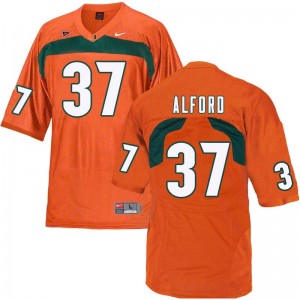 Men Colvin Alford Orange Miami College Football #37 Jersey 457827-660