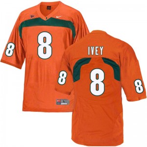 Men DJ Ivey Orange Miami College Football #8 Jersey 504901-521