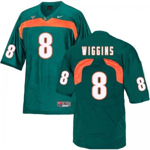 Men Daquris Wiggins Green Hurricanes College Football #8 Jersey 618797-480
