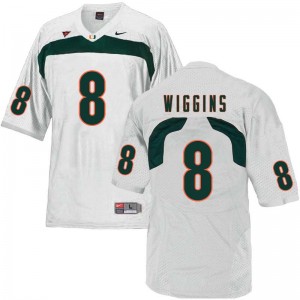Men Daquris Wiggins White Miami College Football #8 Jersey 400284-202