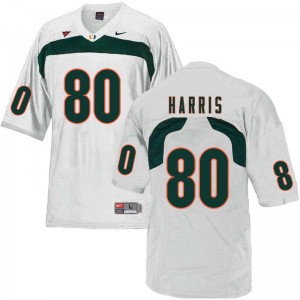 Men Dayall Harris White University of Miami College Football #80 Jersey 350648-101