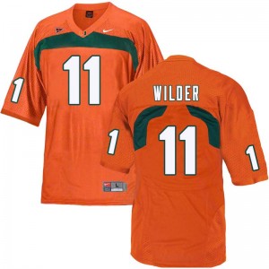 Men DeAndre Wilder Orange University of Miami College Football #11 Jersey 990571-610