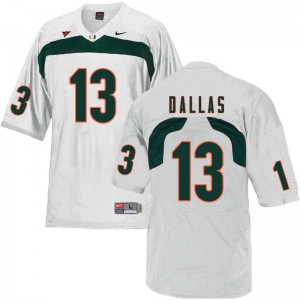 Men DeeJay Dallas White Miami College Football #13 Jersey 218275-804