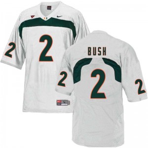 Men Deon Bush White Hurricanes College Football #2 Jersey 485723-386