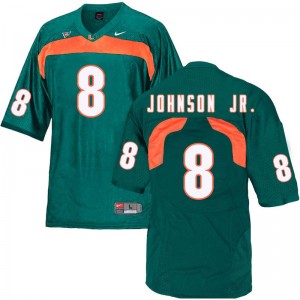 Men Duke Johnson Jr. Green Hurricanes College Football #8 Jersey 865144-578
