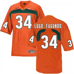 Men Elias Lugo-Fagundo Orange Hurricanes College Football #34 Jersey 698359-859