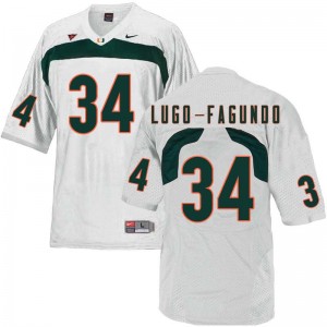 Men Elias Lugo-Fagundo White Hurricanes College Football #34 Jersey 131385-593